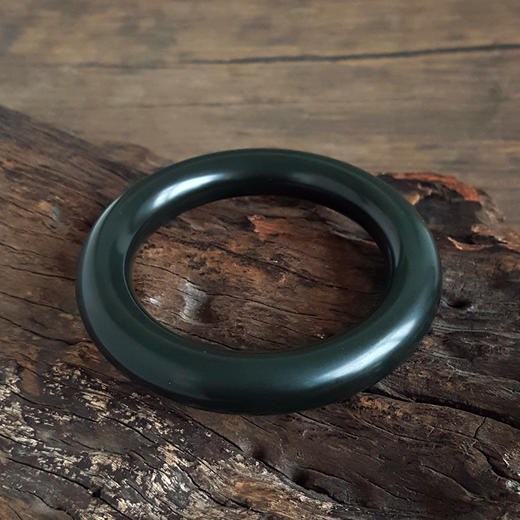 【天然正品】天然收藏级新疆料细腻圆条油润度佳塔青58号和田玉手镯 171225NJS59 商品图3