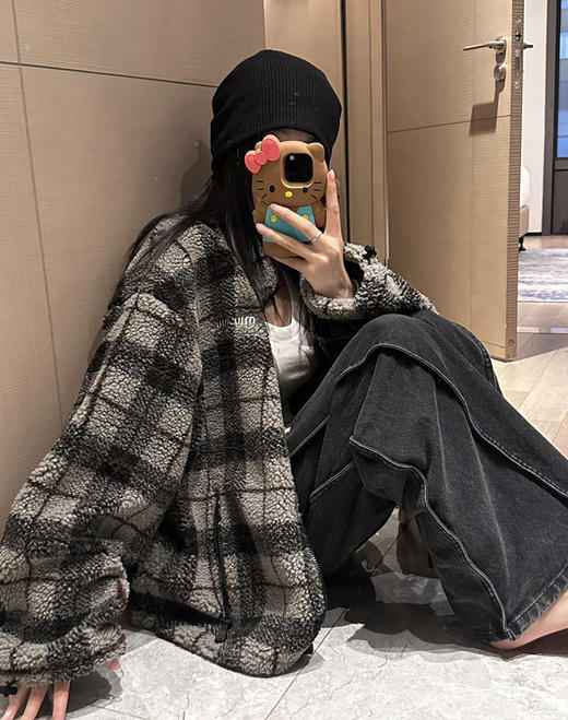 爆款❗️miu格纹羊羔毛外套122406 商品图5