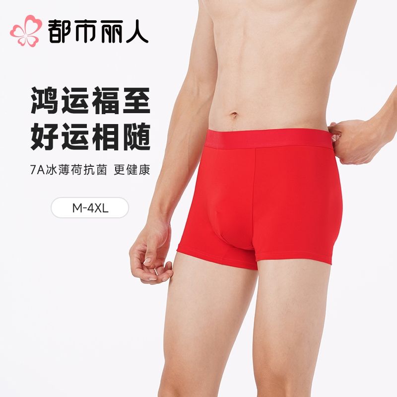 都市丽人内裤红品男士内裤60S木莱尔内裤人棉平角明筋FKCC0601