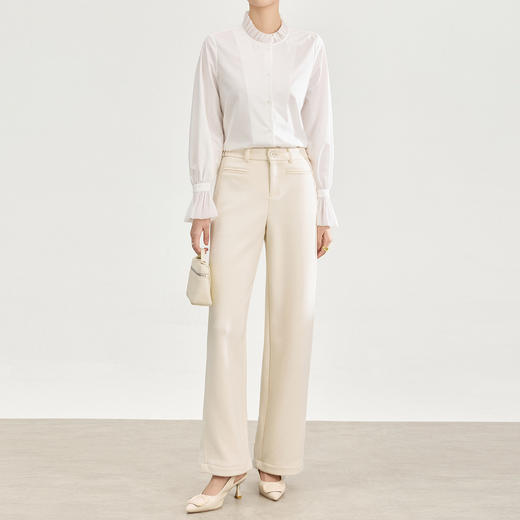 「高货wl」全新升级【铂金会员257/天猫339/差价82】(05334)洛诗琳厚绒舒暖棉混纺羊毛直筒裤2025秋冬高腰休闲阔腿裤 商品图0