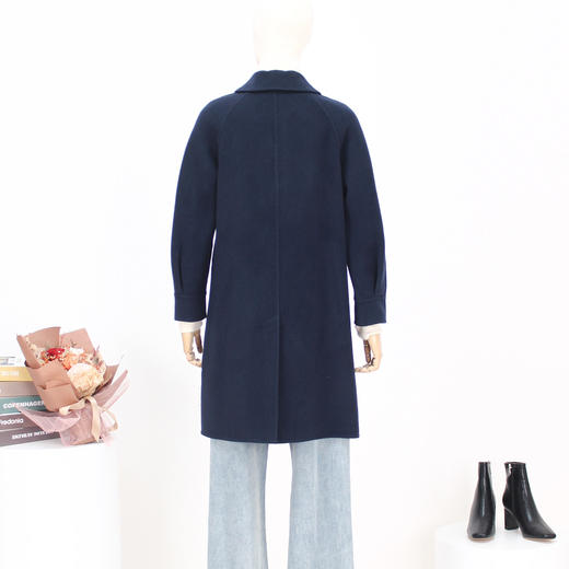 FOCALS福柯斯新款简约休闲纯色羊毛双面呢中长款大衣F2YDK822B5 商品图4