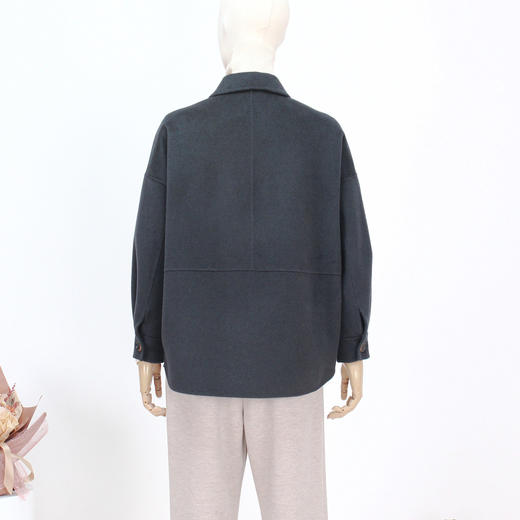 FOCALS福柯斯新款简约休闲纯色羊毛双面呢大衣短外套FRSDR591BG 商品图4