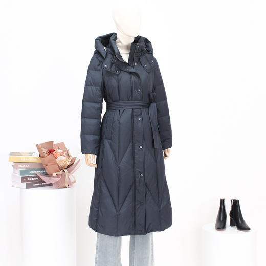 FOCALS福柯斯新款时尚休闲撞色拼接连帽长款保暖羽绒服F2YDD781B7 商品图3