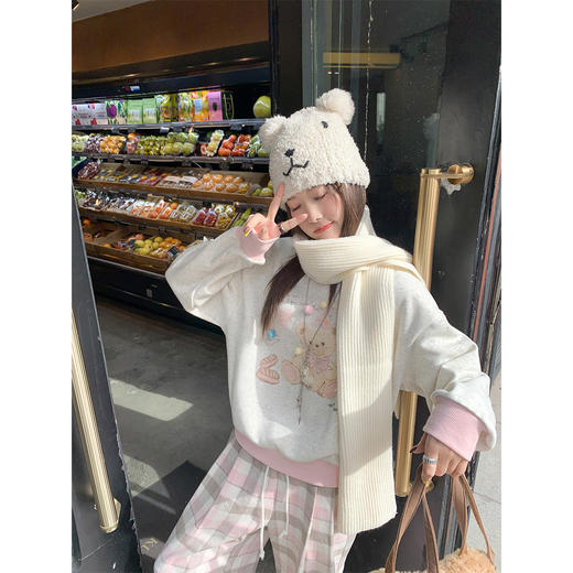 <曾小咸推荐>现货秒杀 ！微信超特价！撞色小熊加绒卫衣 日常169.99 立减80 秒杀89.99！粉色格子休闲裤  秒杀89.99 ！！ 商品图2