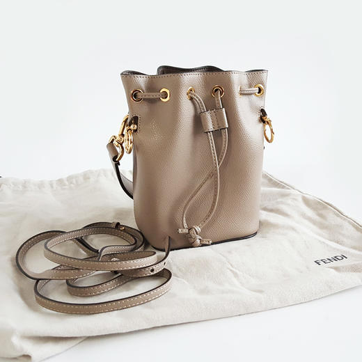 【95新】FENDI芬迪8BS010灰色全皮Mon Tresor水桶包单肩包女士 151225AK01 商品图1
