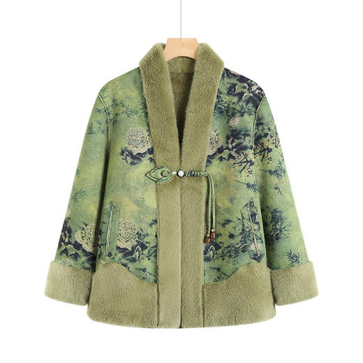 FW 2691新中式妈妈冬装外套皮毛一体皮毛洋气加厚大衣 商品图4