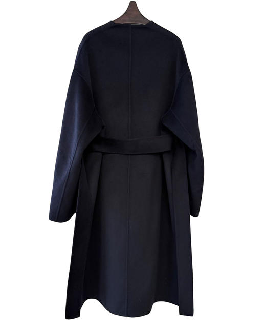 女款羊毛呢廓形V领长款大衣he 商品图1