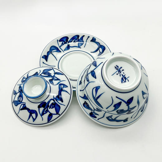 俊德丨 景德镇瓷 经典手绘刀字纹 老茶花纹 青花瓷盖碗 160ml 商品图10