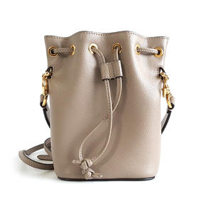 【95新】FENDI芬迪8BS010灰色全皮Mon Tresor水桶包单肩包女士 151225AK01