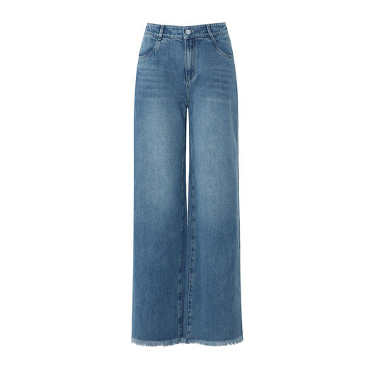 EITIE爱特爱柔软舒适高腰直筒显瘦蓝色牛仔裤2025春新款8105818 商品图5