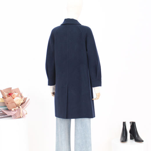 FOCALS福柯斯新款简约休闲纯色羊毛双面呢中长款大衣F2YDK822B5 商品图2