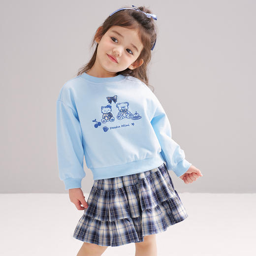 笛莎Deesha 2026春季女童休闲卫衣时尚格纹半裙套装 商品图2
