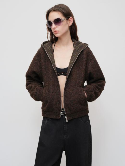 出逃赤岗西/25AWA001/老钱风格纹短款毛呢外套 商品图0