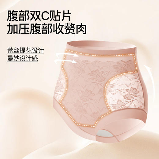 婷M同款同厂【喵小仟 10A抗菌蚕丝高腰收腹蕾丝内裤】10A级抗菌奢护 富含18种 氨基酸养护干燥肌肤 腹部双C贴片 加压收腹裸感 商品图2