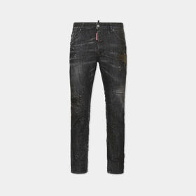 DSQUARED2 男士字母徽标贴片休闲牛仔裤 黑色 S71LB1666 S30357 900