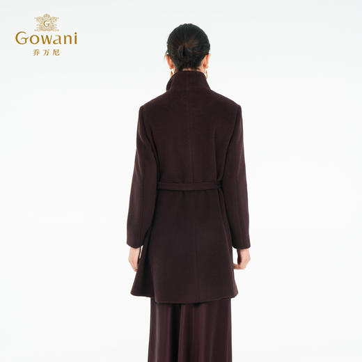 乔万尼2025冬新品100%绵羊毛不对称立领设计毛呢大衣ED4A770 商品图4