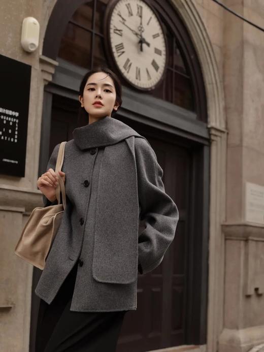 爆款【围巾大衣】氛围感拉满！进口澳毛+手工双面呢，怎么都穿不腻！无标发货WD 商品图1