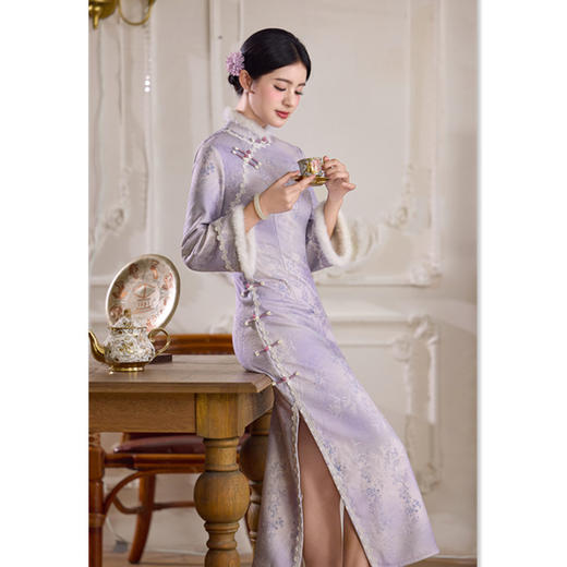 时尚改良新中式长款加绒倒大袖旗袍年轻日常旗袍SYK661027 商品图2