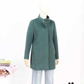 FOCALS新款立领简约休闲暗扣水波纹羊毛大衣外套FYJDR835GA