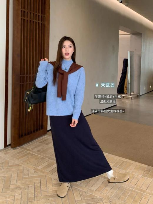 绝美彩点纱~【澳洲100%羊毛无缝一体毛衣】多色可选，半高领+竖坑条织法，百搭不挑人WD 商品图3