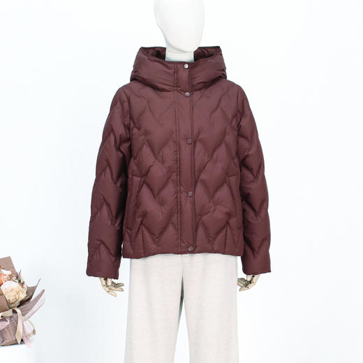 FOCALS新款时尚休闲绗缝连帽白鸭绒短款羽绒服外套FRW8D070 商品图4