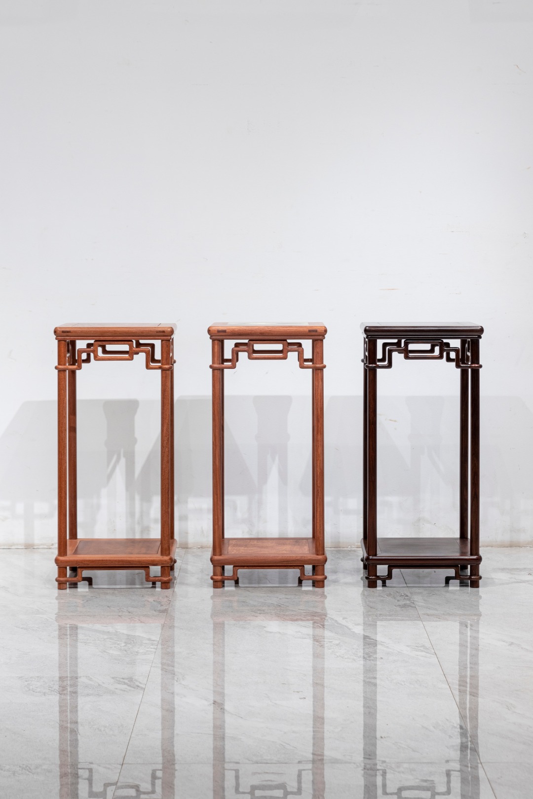 红桥红  家具严选  缅甸花梨（大果紫檀）/大红酸枝【木面/石面 90 颐和园圆腿 花架】