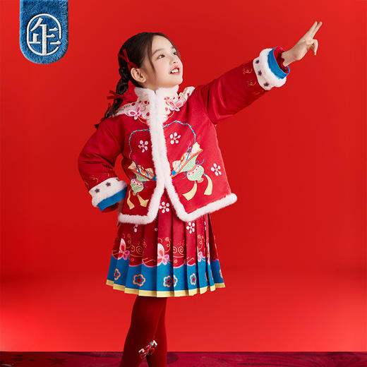 年衣童装儿童加棉中式套装女童冬季新款中国风一路生花加棉中式套装 商品图3