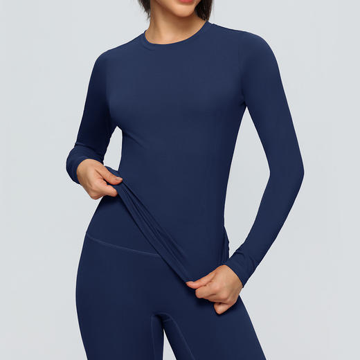 跃牌【欲动春风】系列 双面磨毛瑜伽长袖紧身训练运动T恤透气健身瑜伽服女52540 商品图3