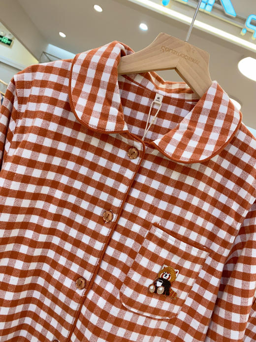 松植屋秋冬女款《动物会》加厚磨毛绒布长袖睡衣套装100%全棉绒布家居服 商品图8