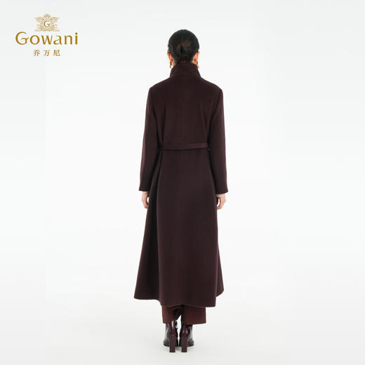 乔万尼新品2025冬100%绵羊毛大气长款复古电影感大翻领系带羊毛呢大衣ED4A710 商品图4