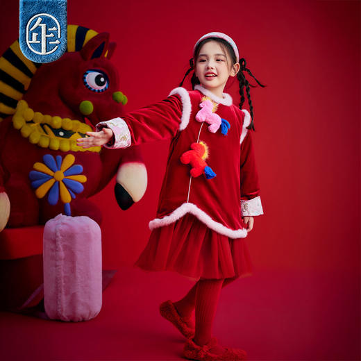 年衣童装儿童旗袍裙女童冬季新款加厚宝宝裙子改良利马开心旗袍裙 商品图4