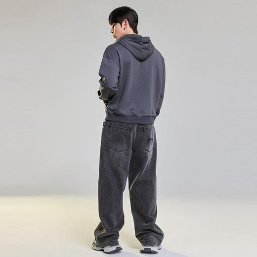 肌肉狗半拉链连帽卫衣男春秋时尚字母绣花宽松休闲训练健身套头衫 商品图3