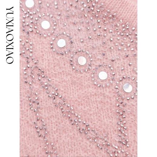 余潇潇【银河轨迹】含马海毛羊毛混纺项链式垂坠烫钻圆领宽松毛衣 商品图2