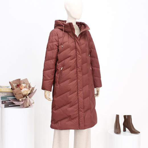 FOCALS新款H型时尚保暖白鸭绒连帽长款羽绒服外套FRSDD586J1 商品图1