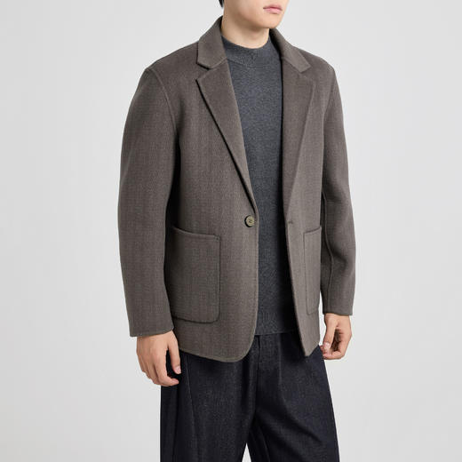 墨麦客男装2025年冬季新款双面羊毛呢西服外套男士单粒扣呢大衣男 商品图2