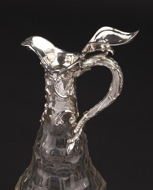 独角鹿西洋古董18世纪末英国顶级银坊Edward Barnard & Sons出品花叶神鸟及家族纹章主题纯银精雕调味罐及水晶酒壶套组 商品图10