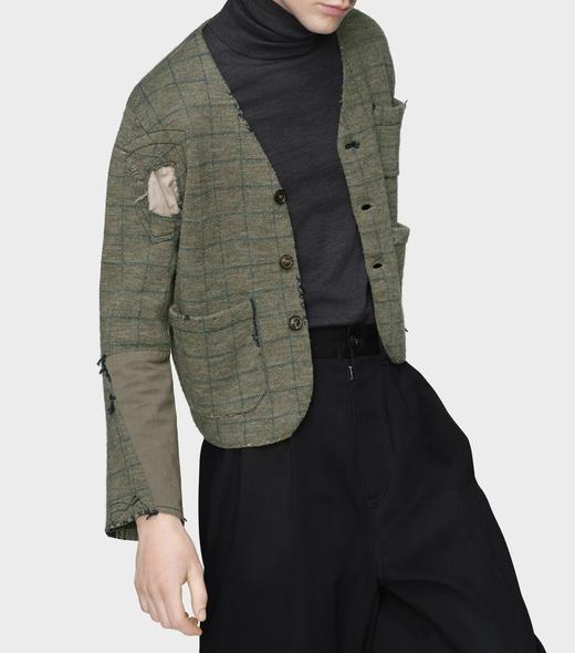 女款羊毛格纹做旧补丁外套lv016 商品图3