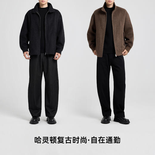 墨麦客男装哈灵顿立领毛呢外套男士2025秋季新款美利奴羊毛夹克男 商品图4