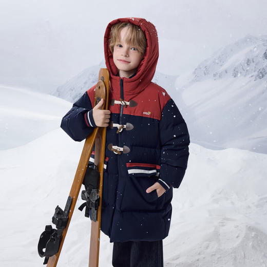 【MQD】冬季男女大童潮酷学院风休闲保暖中长款连帽羽绒服 商品图0