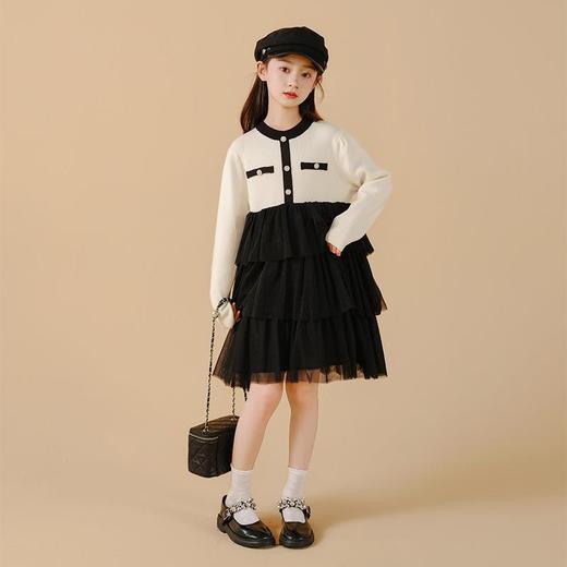 毛衣裙长款新款儿童冬季连衣裙女童蛋糕小香风甜美裙子洋气纱裙 商品图1