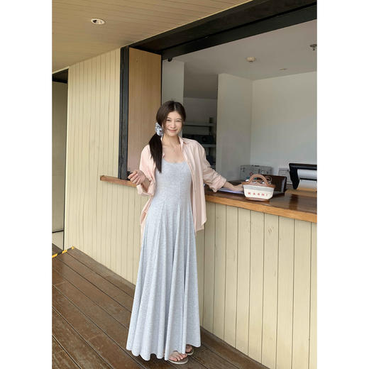 EKOOL衣库 天丝U领背心连衣裙女夏季收腰显瘦气质大摆无袖长裙子 商品图1