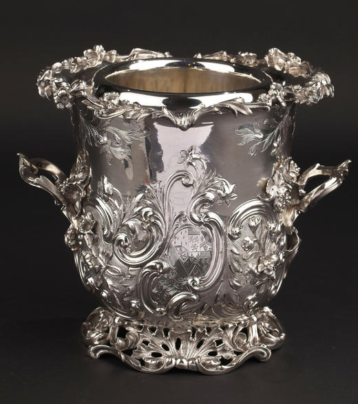 独角鹿西洋古董19世纪初英国顶级银坊Edward Barnard & Sons出品路易十五风格繁华卷叶主题纯银精雕冰酒桶一对 商品图3