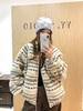 加绒加厚~2025费尔岛提花分割羊羔毛外套女秋冬宽松保暖棉服！ 商品缩略图0