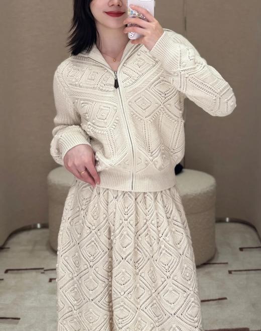 女款羊绒勾花针织开衫毛衣 可配套装zh015 商品图2