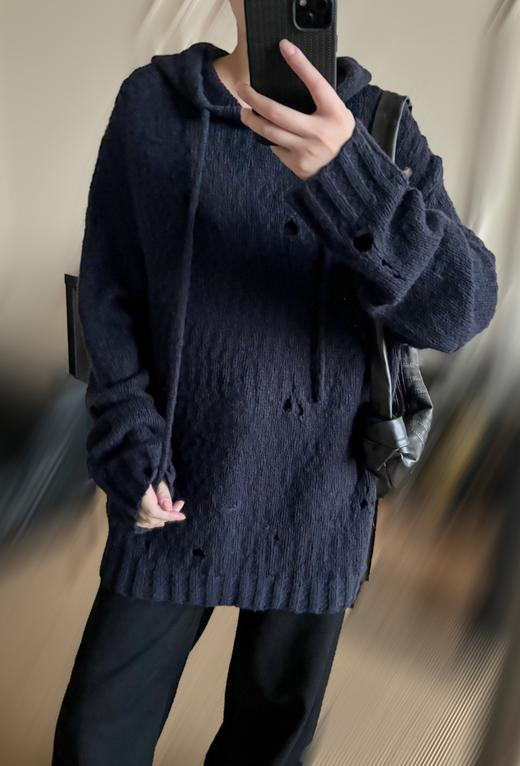 女款镂空宽松连帽针织衫毛衣zo 商品图3