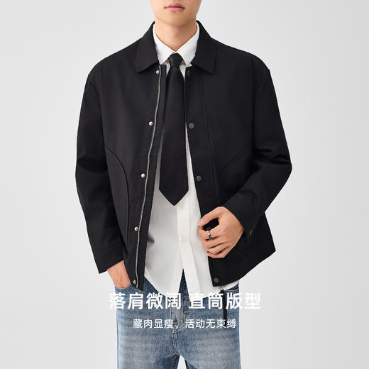 墨麦客男装2025年秋季新款翻领夹克外套男士休闲户外上衣男81381 商品图2