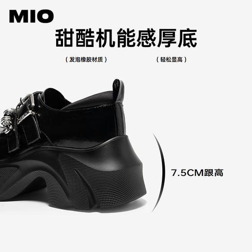 MIO米奥甜酷小皮鞋2026春季新款厚底增高黑色复古通勤运动乐福鞋M261561544 商品图4