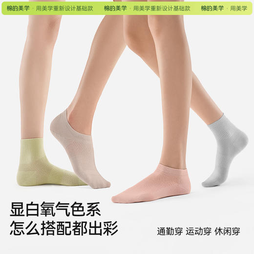 「棉的美学」网眼短袜女夏季薄款10A抗菌防异味透气不闷脚中筒袜子 商品图2