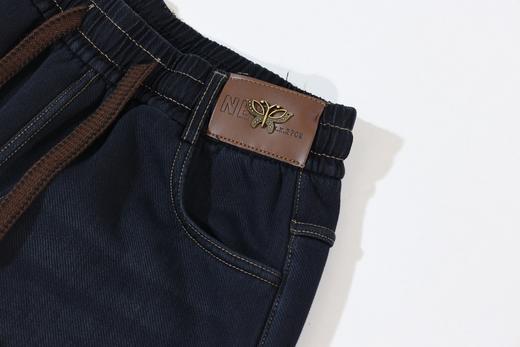 半身缘女裤 冬季保暖松紧腰阔腿裤加厚加绒直筒牛仔裤254202U10120133 商品图5