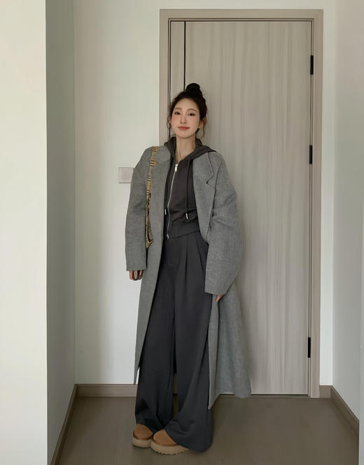 老米优品🎈自留款！超有范的懒人套装！《加厚双面绒连帽拉链外套+小直筒阔腿裤》高级灰，巨显瘦洋气！厚实保暖~ TZ251210A 商品图12